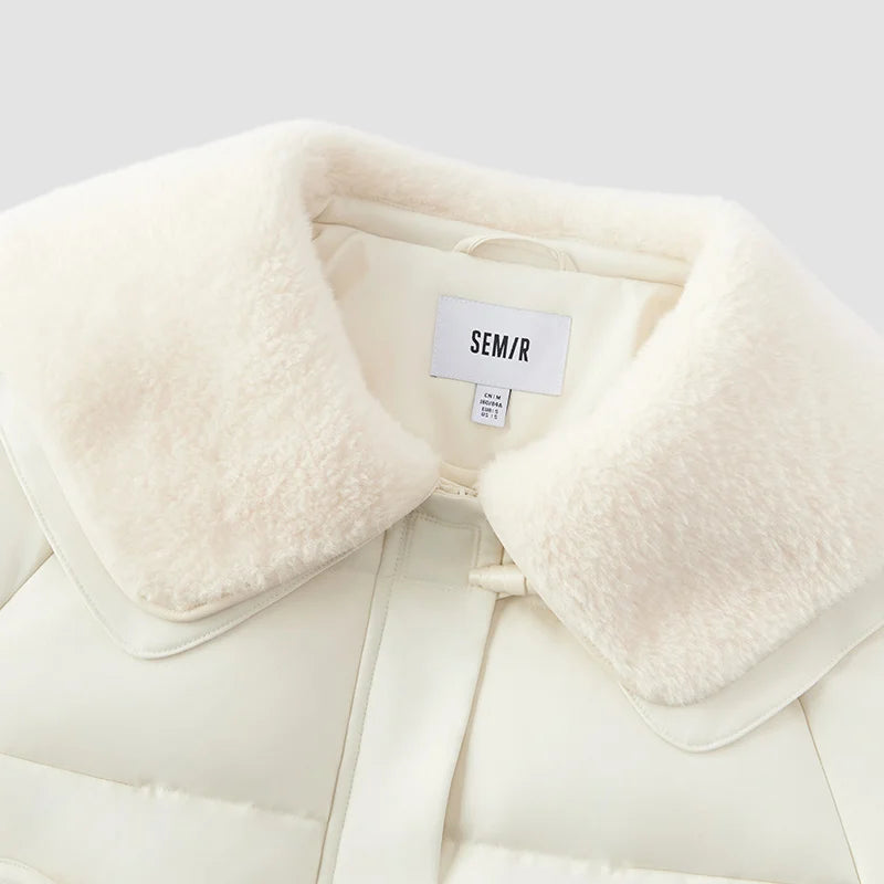 Doudoune col en fourrure patchwork