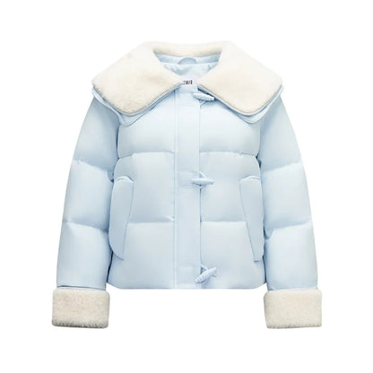 Doudoune col en fourrure patchwork