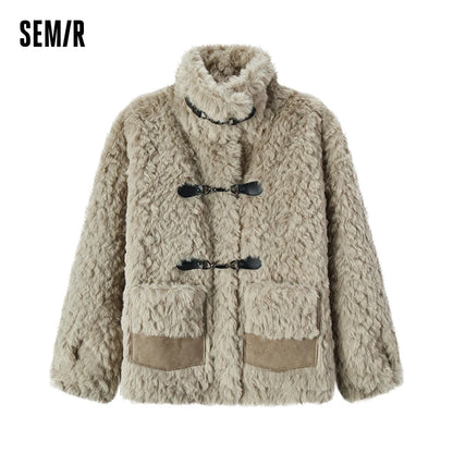 Veste Femme en Fausse Fourrure de Lapin